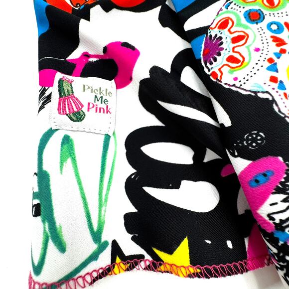 PICKLE ME PINK Women's XL comics skater graffiti skort short skirt roller derby - Picture 4 of 8